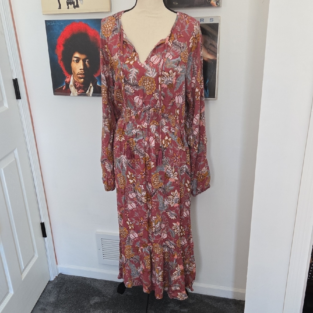 Knox Rose Mauve Floral Long Sleeve Maxi Dress